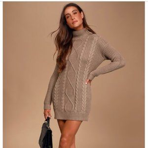 Lulu's Crisp Mornings Taupe Sweater Dress - NWT!